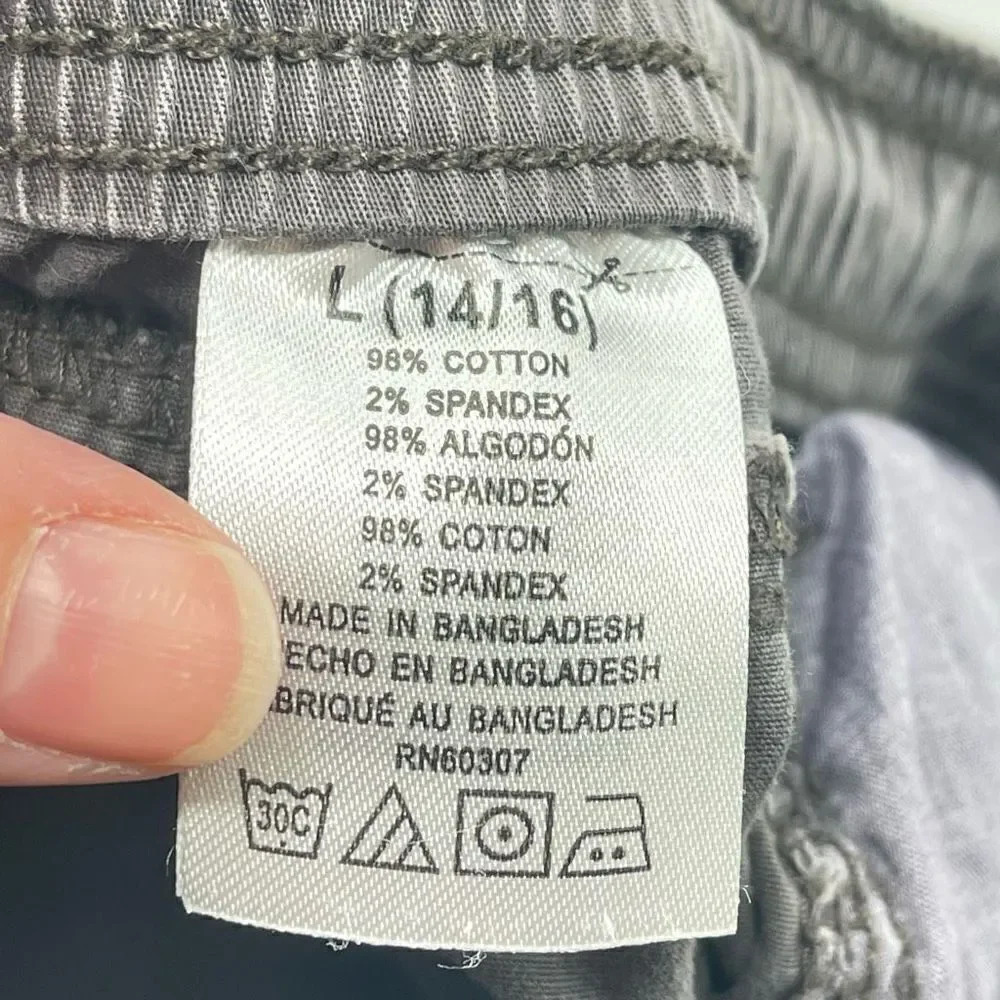 Union Bay Boys Cargo Jogger Pants Pull On Outdoor Stretch Gray Large 14/16
